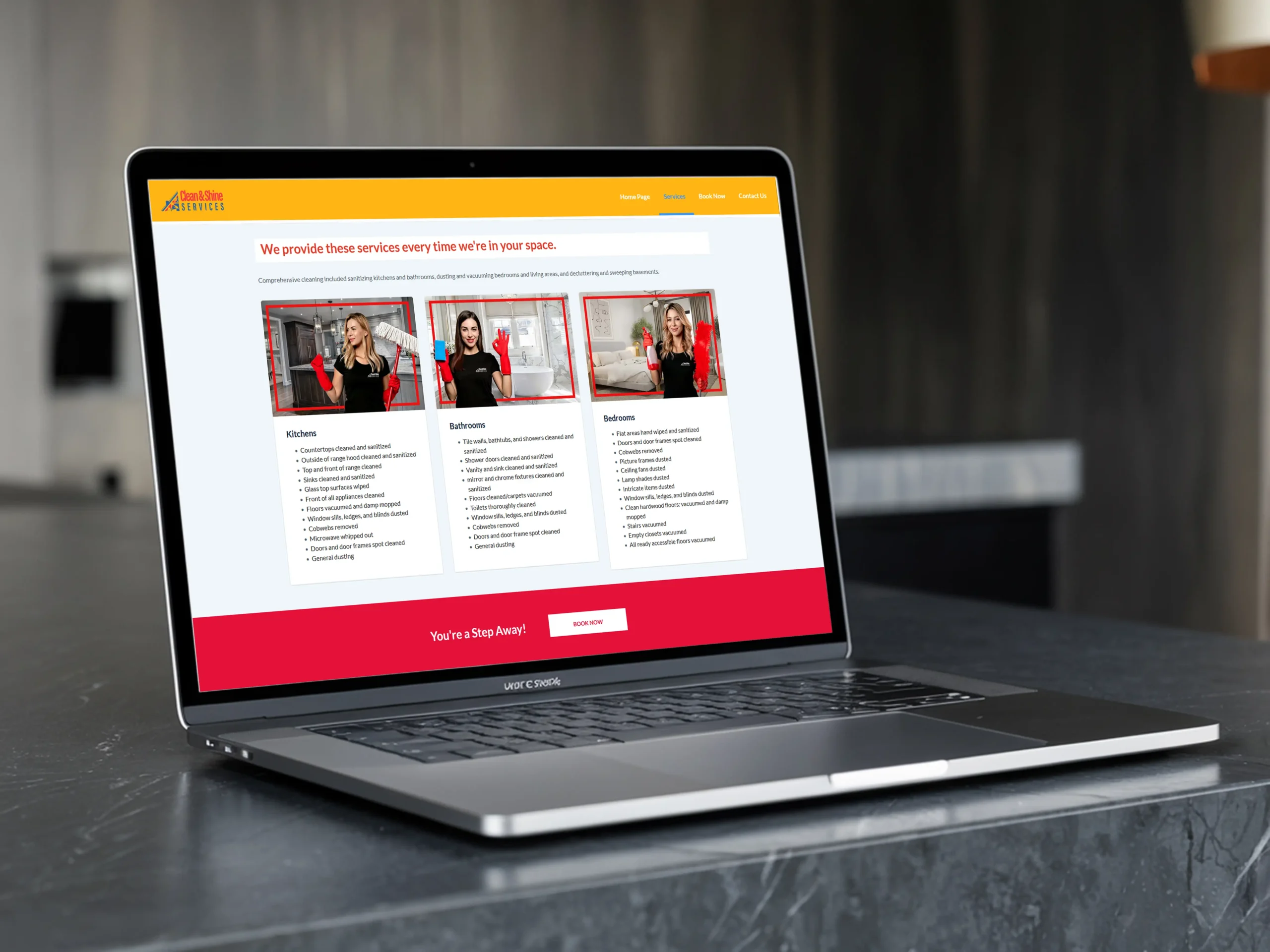 Clean and Shine Services Website Mockup
