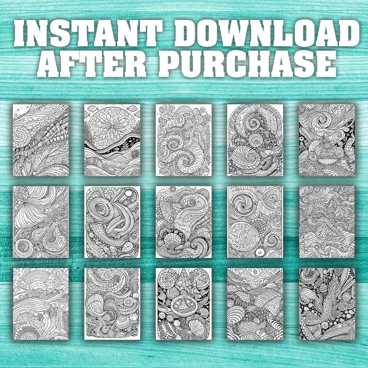50 Abstract Sea Pattern Coloring Pages, printable mindset resources, relaxation | Digital Download for relaxation - Image 8