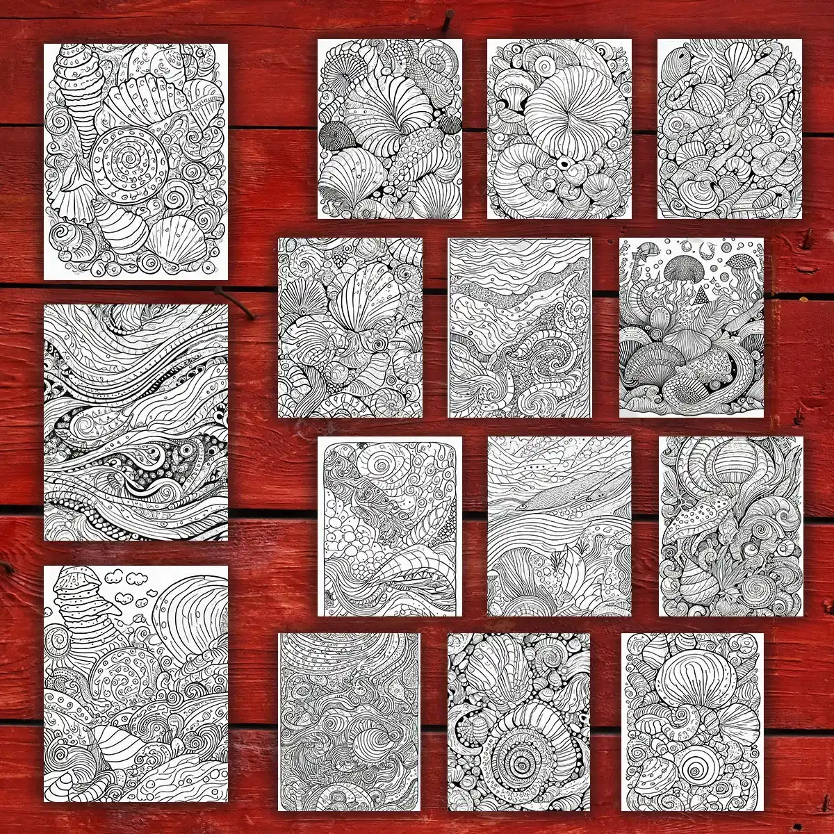 50 Abstract Sea Pattern Coloring Pages, printable mindset resources, relaxation | Digital Download for relaxation - Image 7