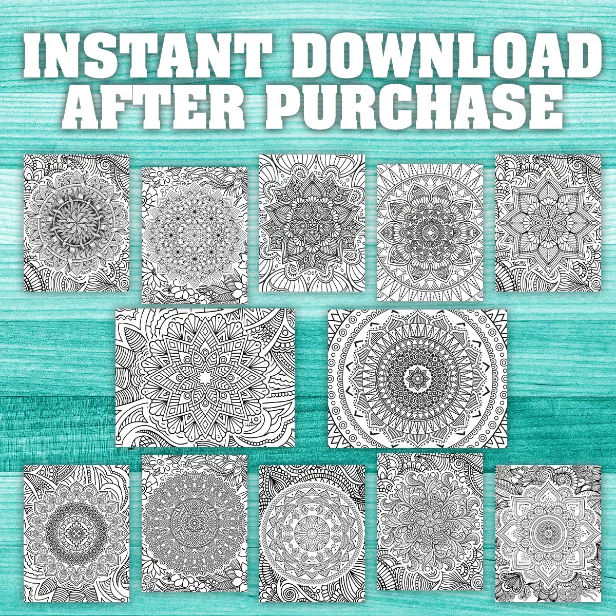 40 Digital Mandala Patterns Adult Coloring Pages, printable mindset resources, relaxation - Image 3