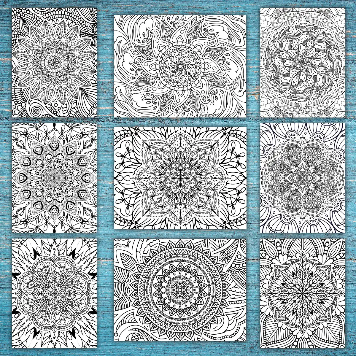 40 Digital Mandala Patterns Adult Coloring Pages, printable mindset resources, relaxation - Image 2