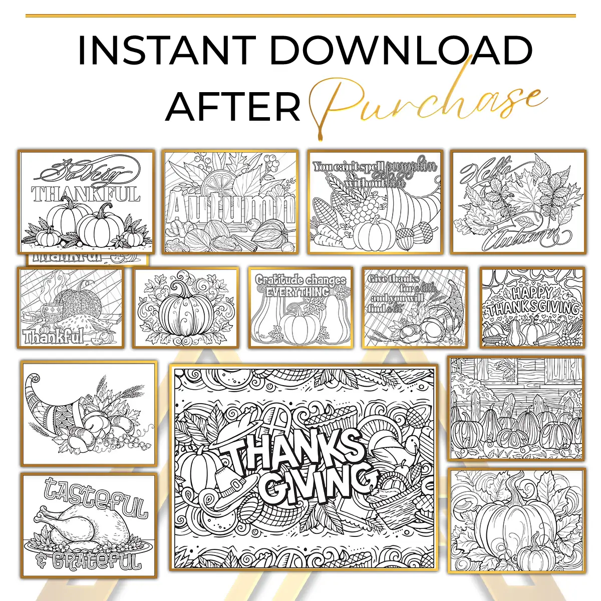 40 Relaxing Thanksgiving Printable Coloring Pages, Pumpkin, Turkey & Mindset Designs | Digital Download for Relaxation - Image 5