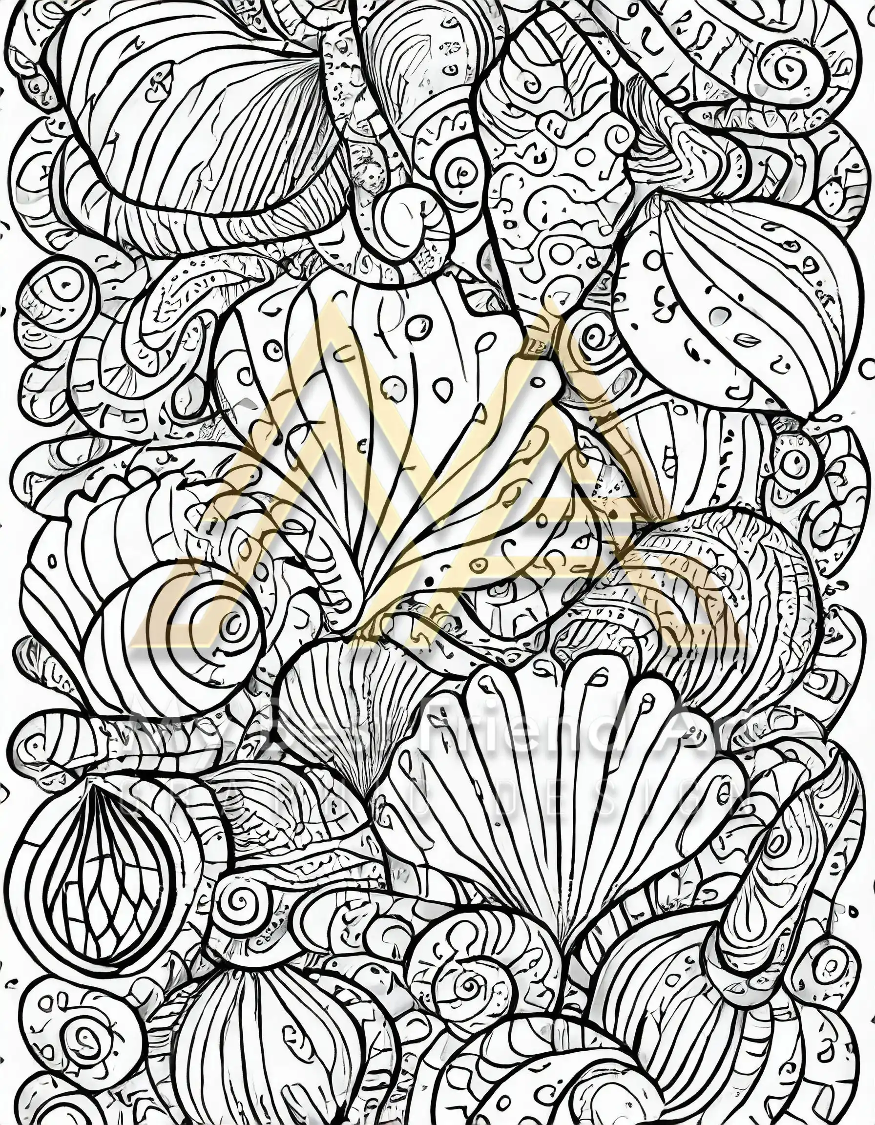 50 Abstract Sea Pattern Coloring Pages, printable mindset resources, relaxation | Digital Download for relaxation - Image 3