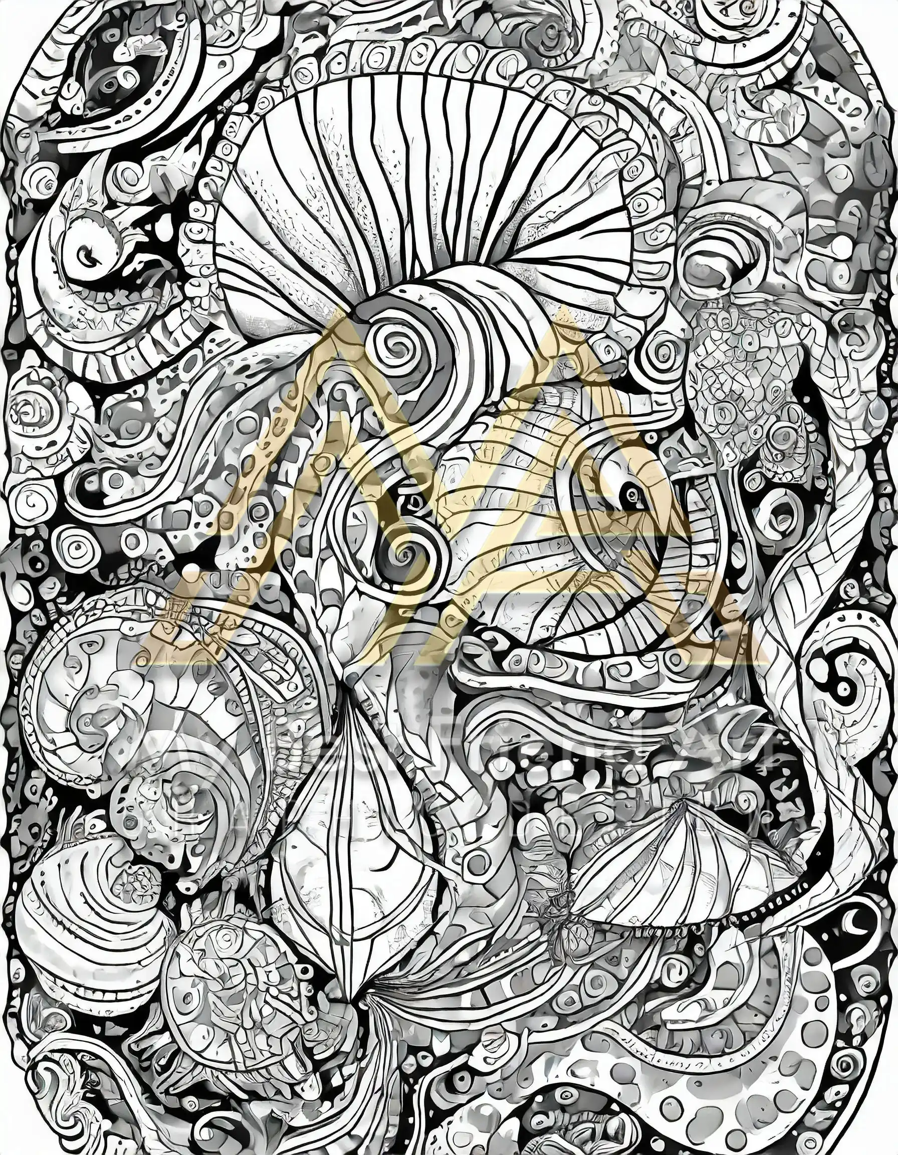 50 Abstract Sea Pattern Coloring Pages, printable mindset resources, relaxation | Digital Download for relaxation - Image 2