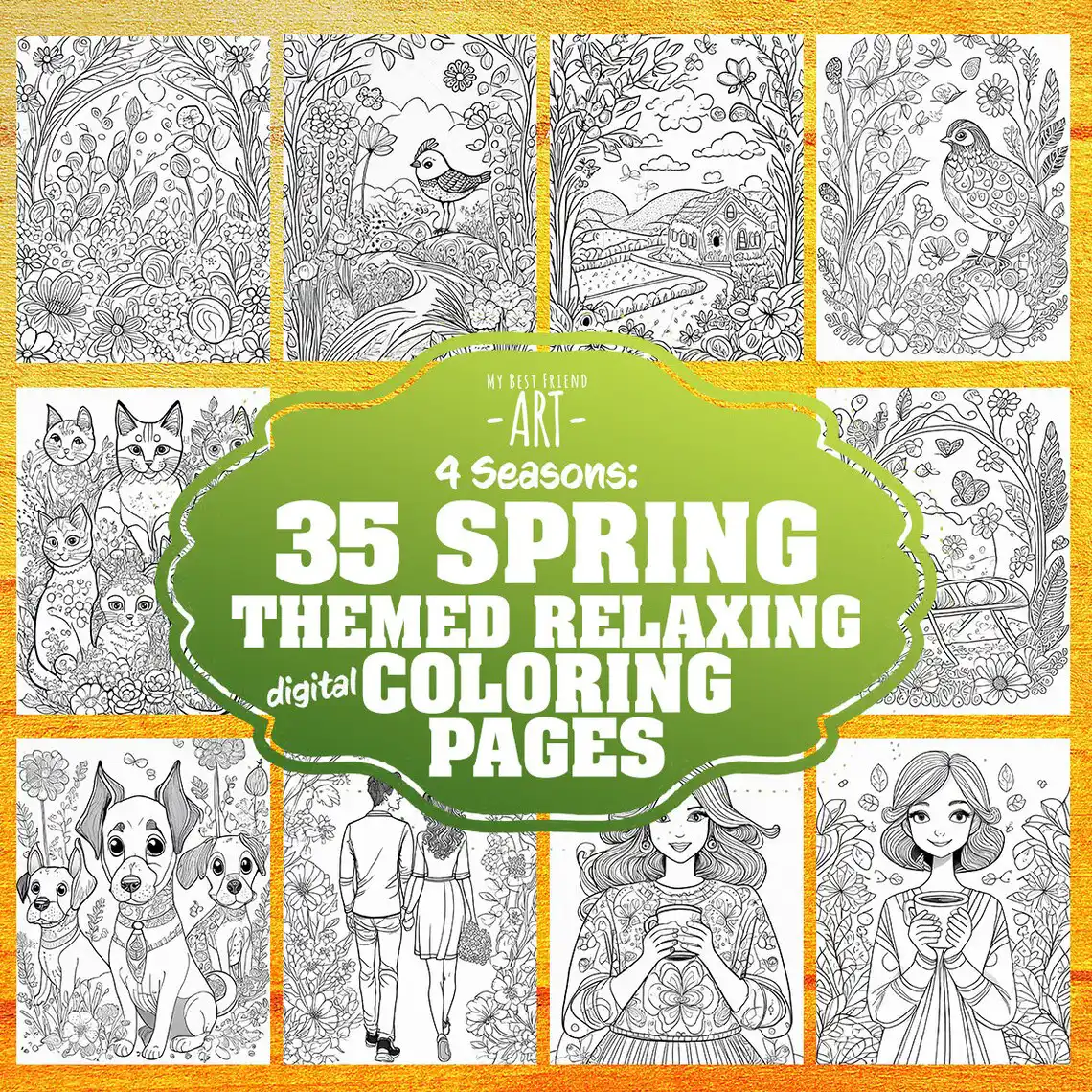 Four Seasons: Spring Themed Coloring Pages