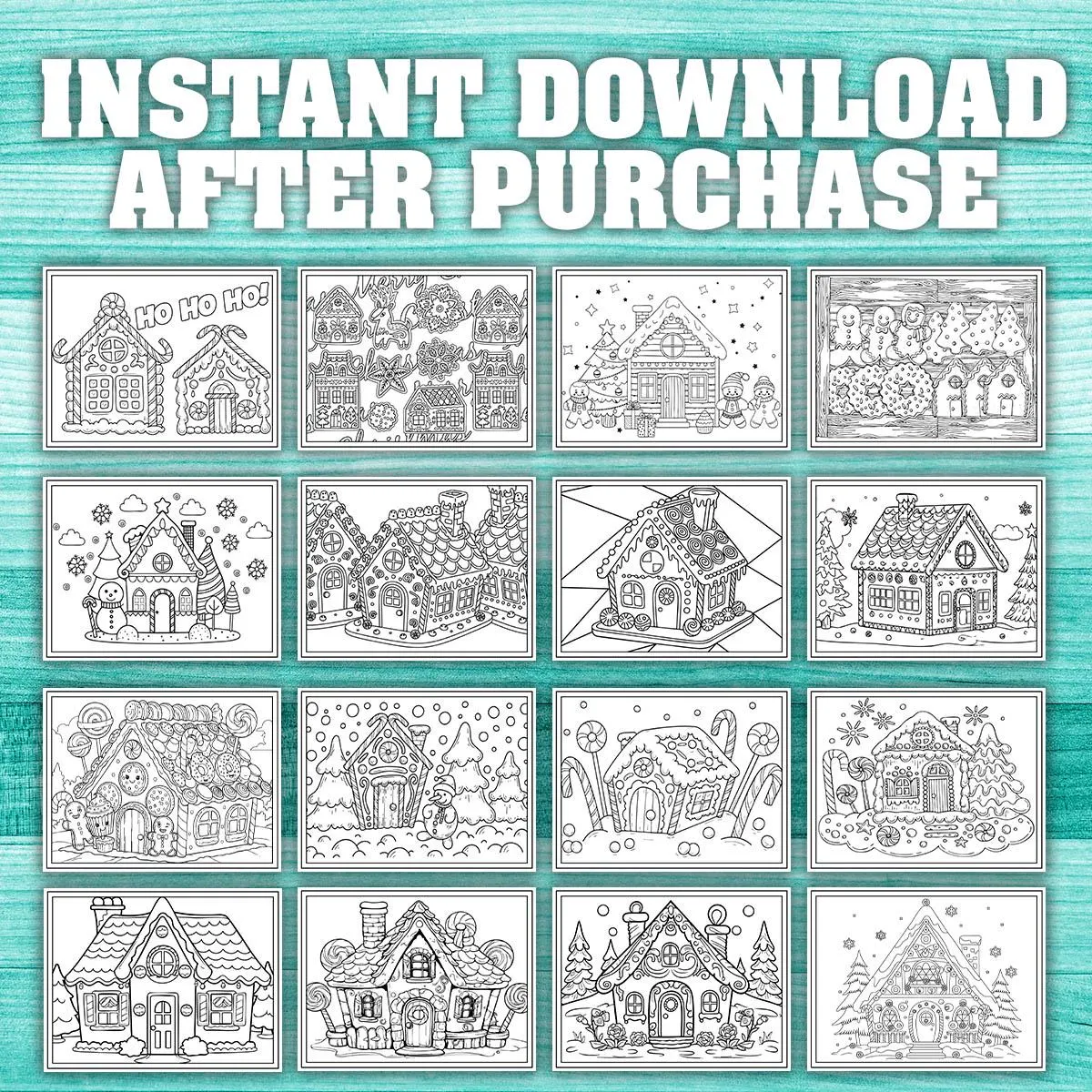 40 Relaxing Gingerbread Houses Coloring Pages, Christmas, Winter & Mindset Designs | Digital Download for Relaxation - Image 6