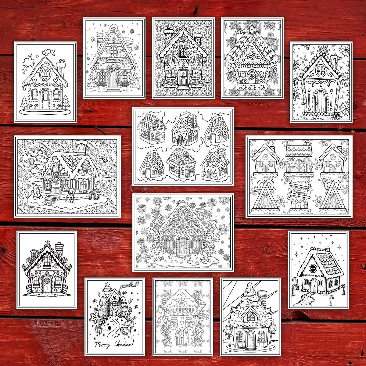 40 Relaxing Gingerbread Houses Coloring Pages, Christmas, Winter & Mindset Designs | Digital Download for Relaxation - Image 5