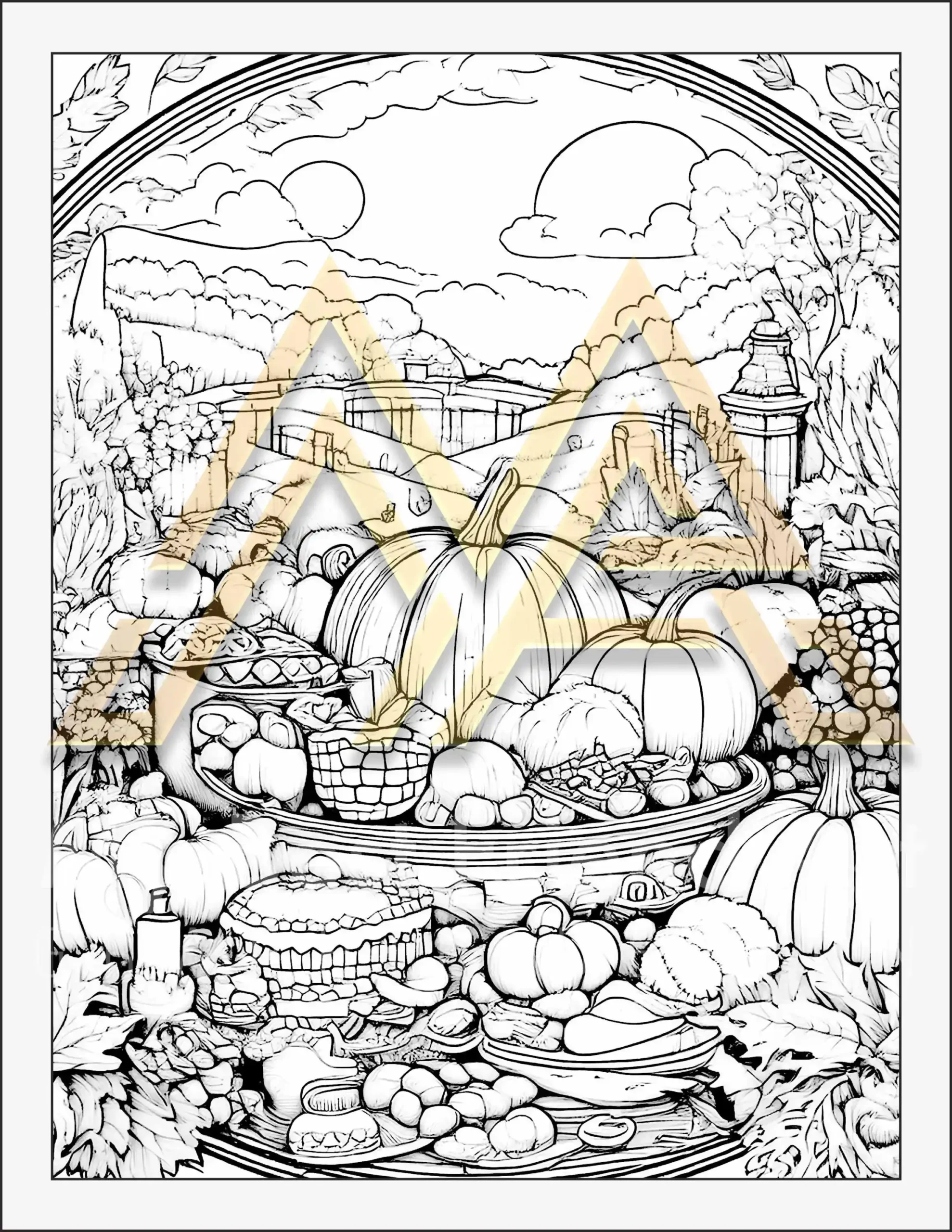 40 Beautiful Thanksgiving Coloring Pages - Fall Harvest, Pumpkin, Turkey, Mindset Designs | Digital Download for Relaxation - Image 2