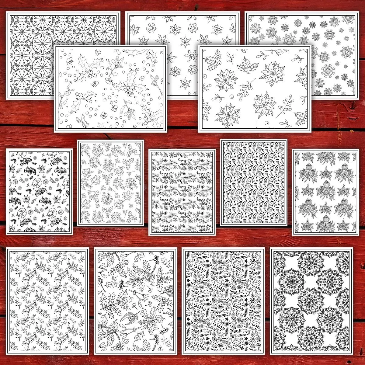 40 Magical Christmas Patterns Coloring Pages, Christmas, Winter & Mindset Designs | Digital Download for Relaxation - Image 5