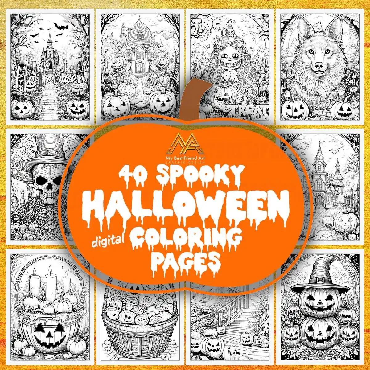 40 Spooky Halloween Coloring Pages, printable mindset coloring, pumpkin, spooky, ghost | Digital Download for Relaxation
