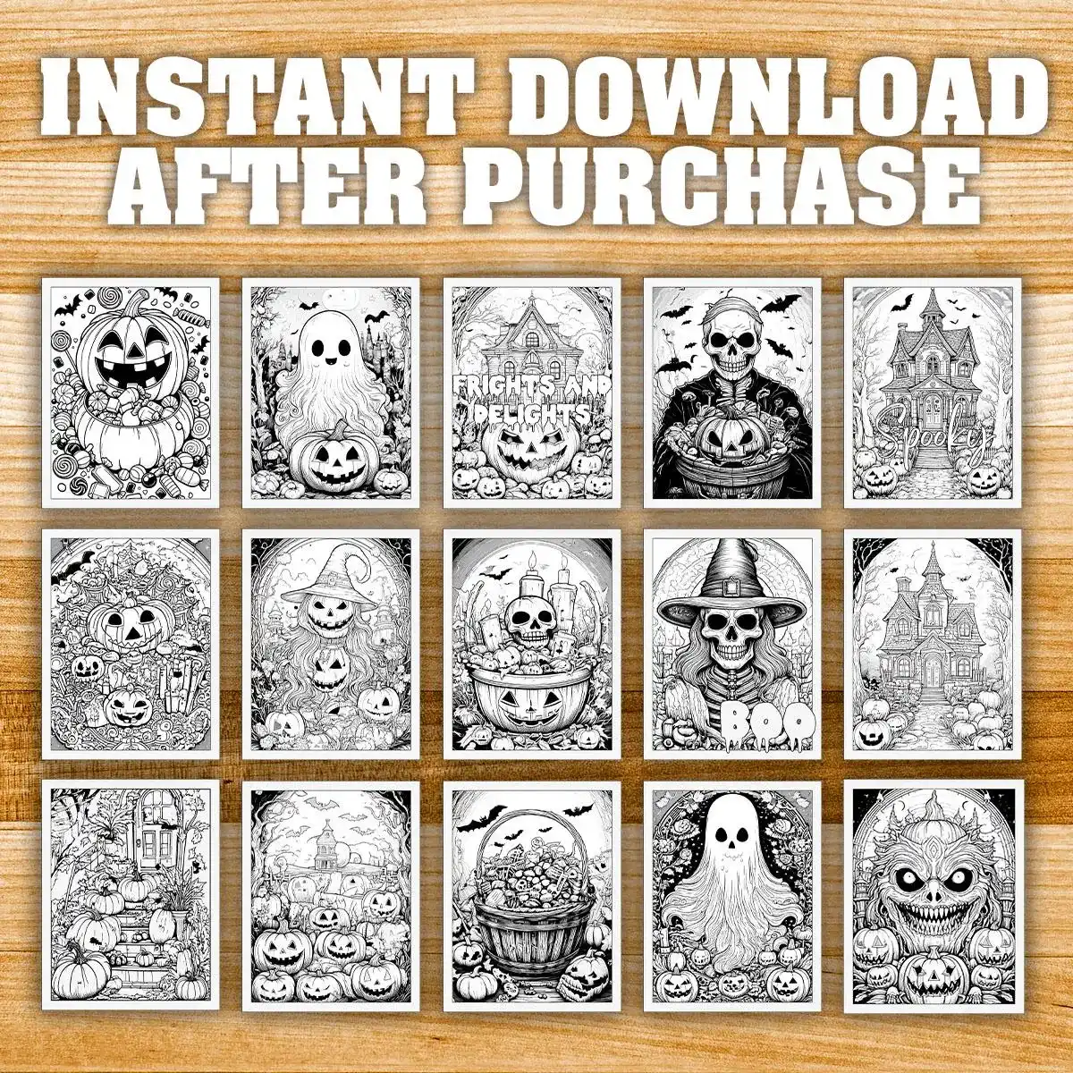 40 Spooky Halloween Coloring Pages, printable mindset coloring, pumpkin, spooky, ghost | Digital Download for Relaxation - Image 6