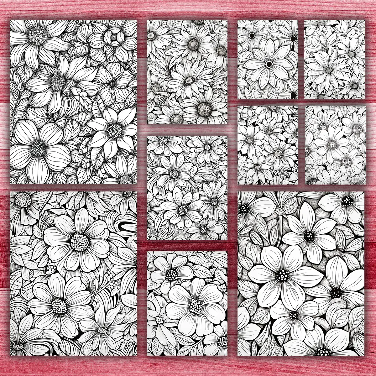 50 Blooming Flowers Coloring Pages 2, printable mindset coloring, relaxation, nature | Digital Download for Relaxation - Image 6