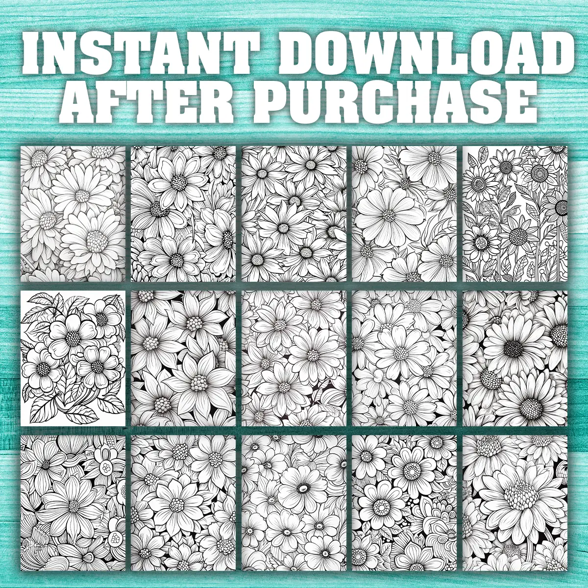50 Blooming Flowers Coloring Pages, printable mindset coloring, relaxation, nature | Digital Download for Relaxation - Image 3
