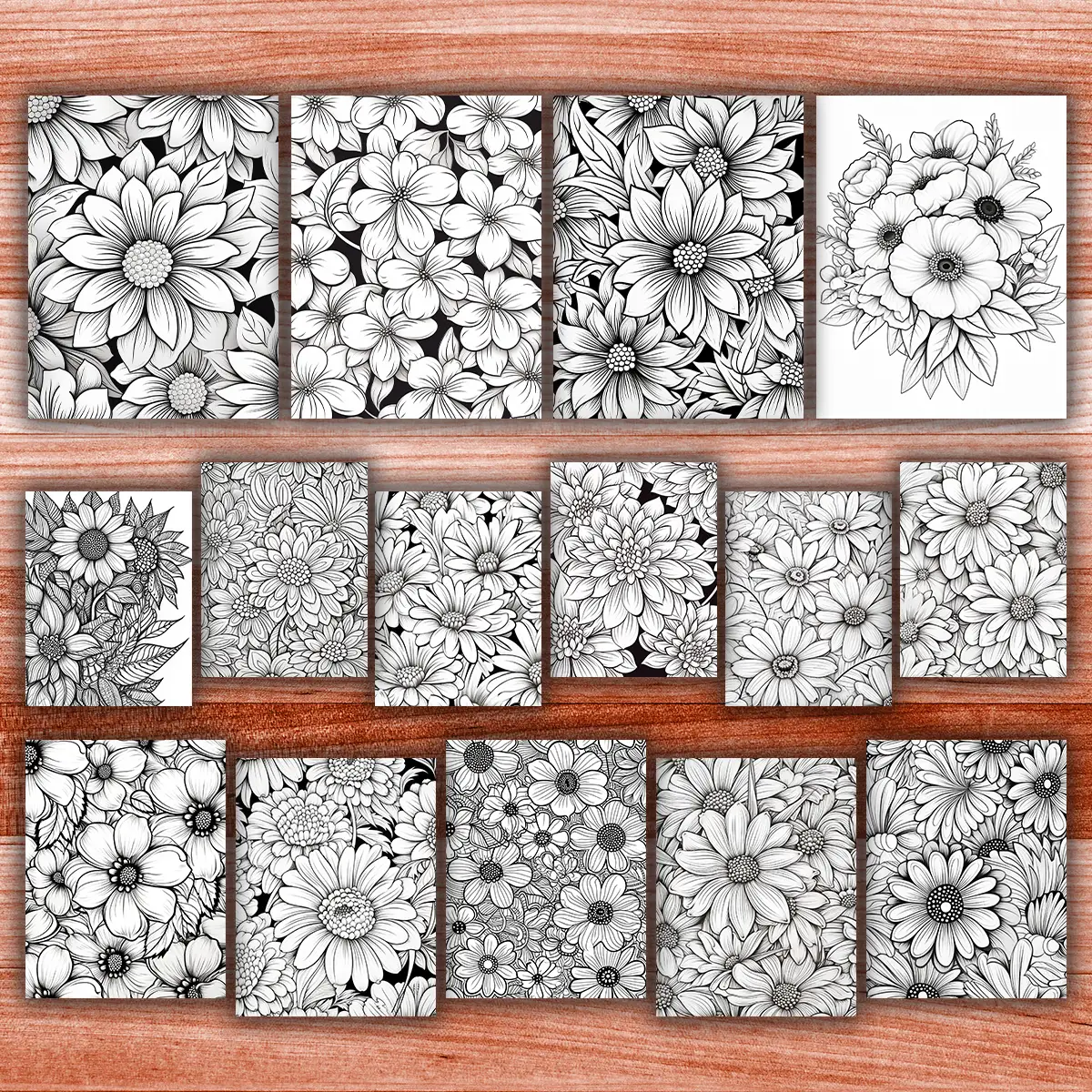 50 Blooming Flowers Coloring Pages, printable mindset coloring, relaxation, nature | Digital Download for Relaxation - Image 4