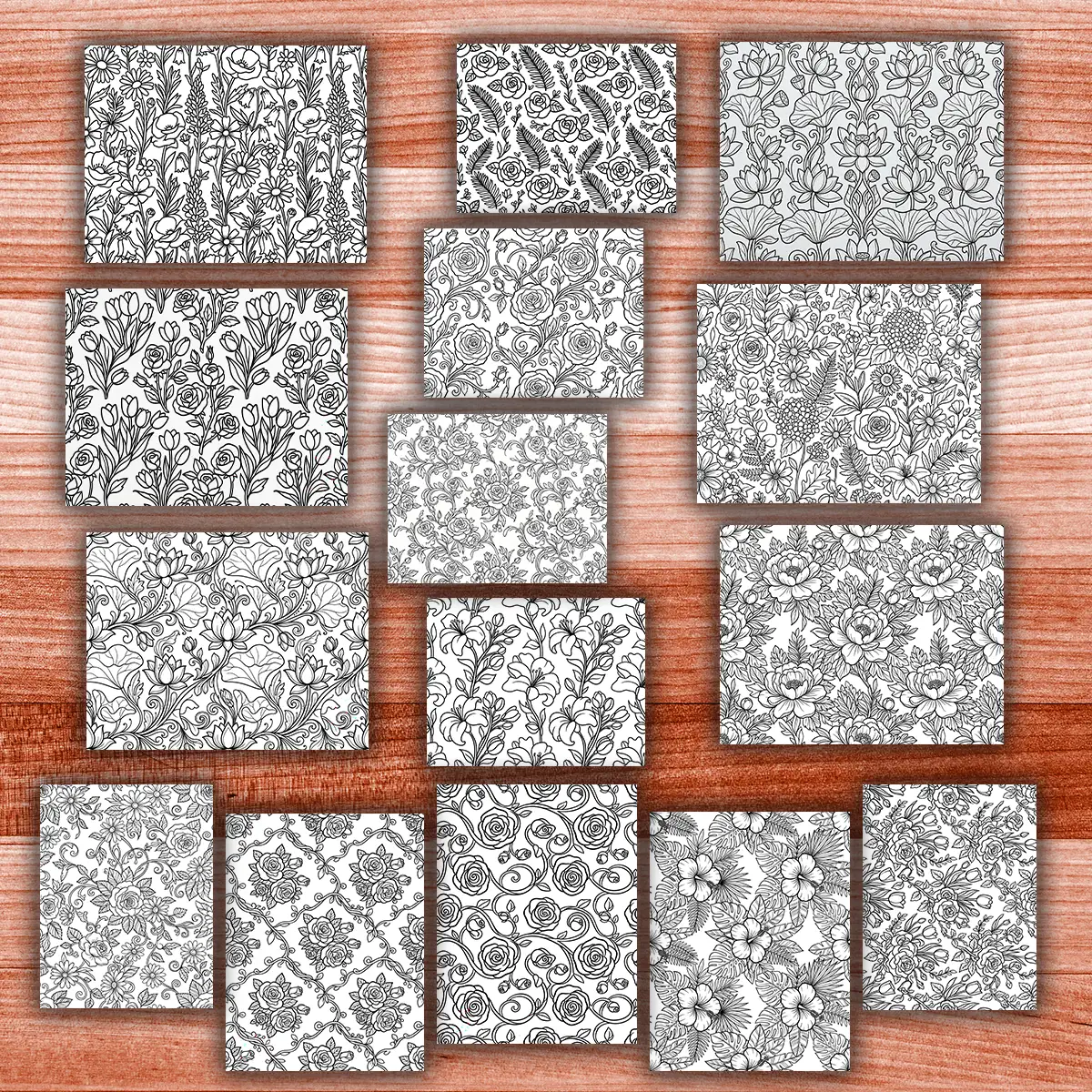 50 Flower Patterns Coloring Pages, printable mindset coloring, relaxation, nature | Digital Download for Relaxation - Image 3