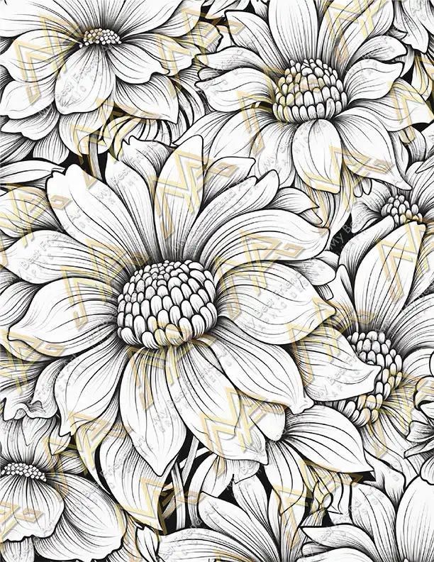 50 Blooming Flowers Coloring Pages 2, printable mindset coloring, relaxation, nature | Digital Download for Relaxation - Image 4