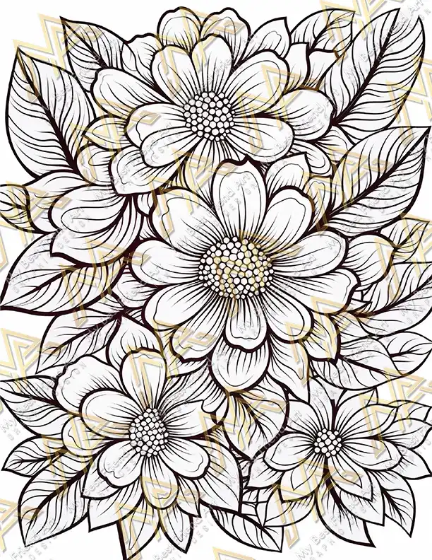 50 Blooming Flowers Coloring Pages, printable mindset coloring, relaxation, nature | Digital Download for Relaxation - Image 6