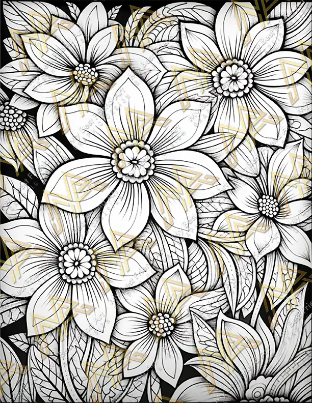 50 Blooming Flowers Coloring Pages 2, printable mindset coloring, relaxation, nature | Digital Download for Relaxation - Image 3