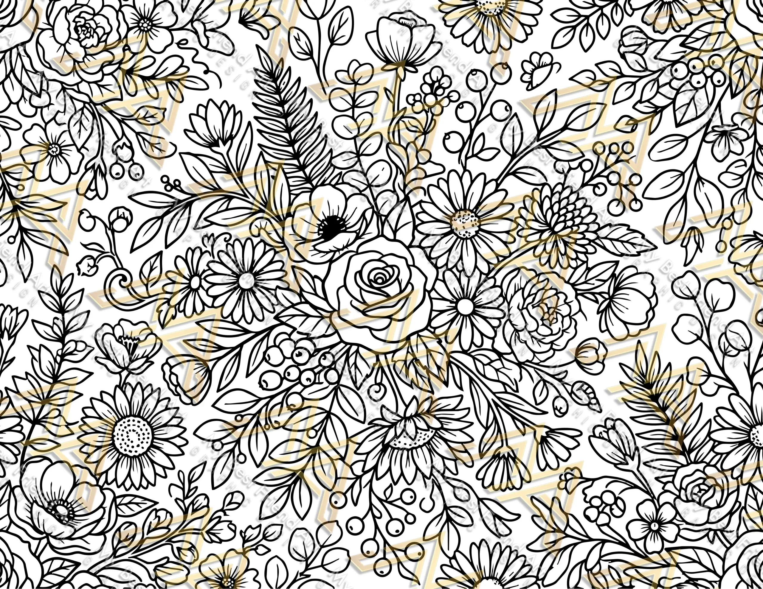 50 Flower Patterns Coloring Pages, printable mindset coloring, relaxation, nature | Digital Download for Relaxation - Image 6